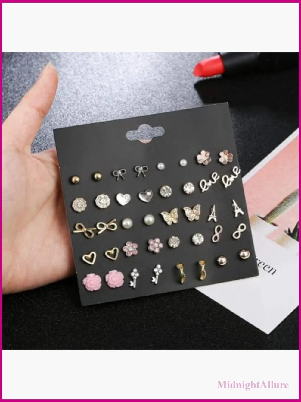 100 Pairs Cute Stud Earrings Set Hypoallergenic Stainless Steel for Girls